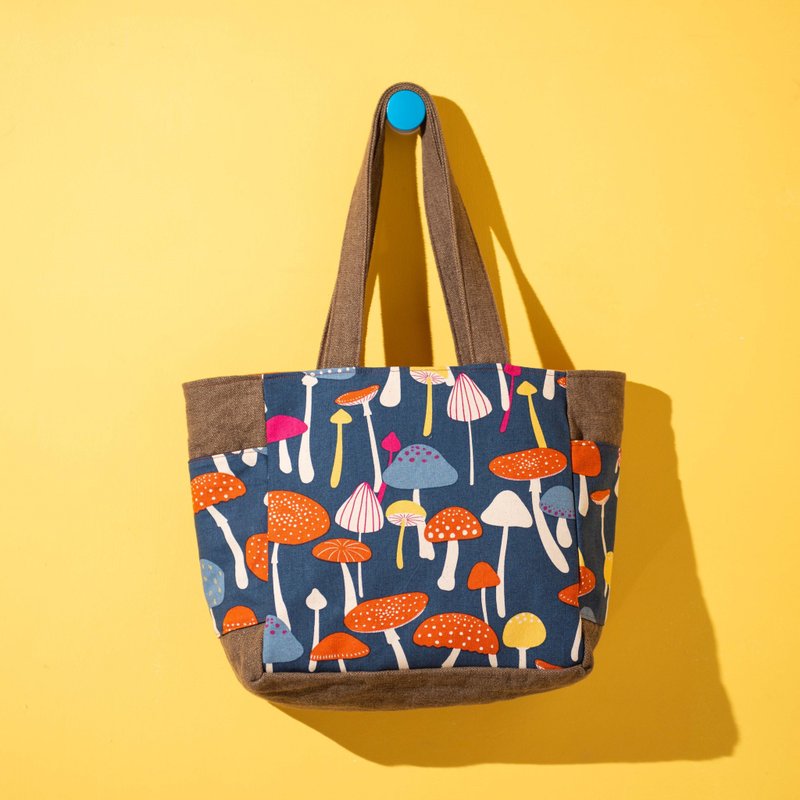 【SuGround。曙光】│大托包│菇的蓝 - 手提包/手提袋 - 棉．麻 蓝色