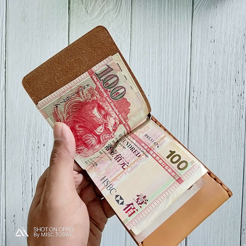 Z Wallet Money Clip Bi-fold V.3.1 Vegetable Saddle2tone Color Hand-cut - 皮夹/钱包 - 真皮 多色