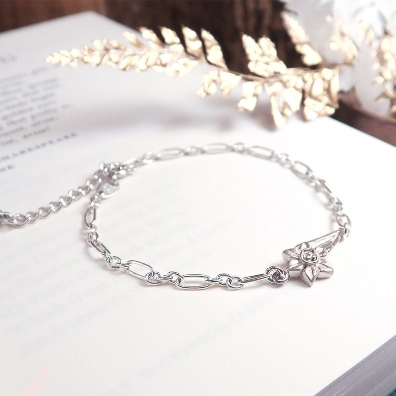 水仙花 摩羯座星座花 925纯银手链 生日礼物 女生手链 - 手链/手环 - 纯银 银色