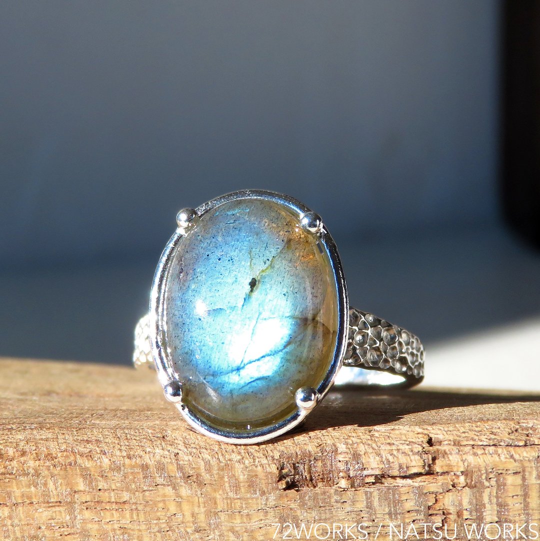 Sky Blue Labradorite  Ring - 戒指 - 宝石 蓝色