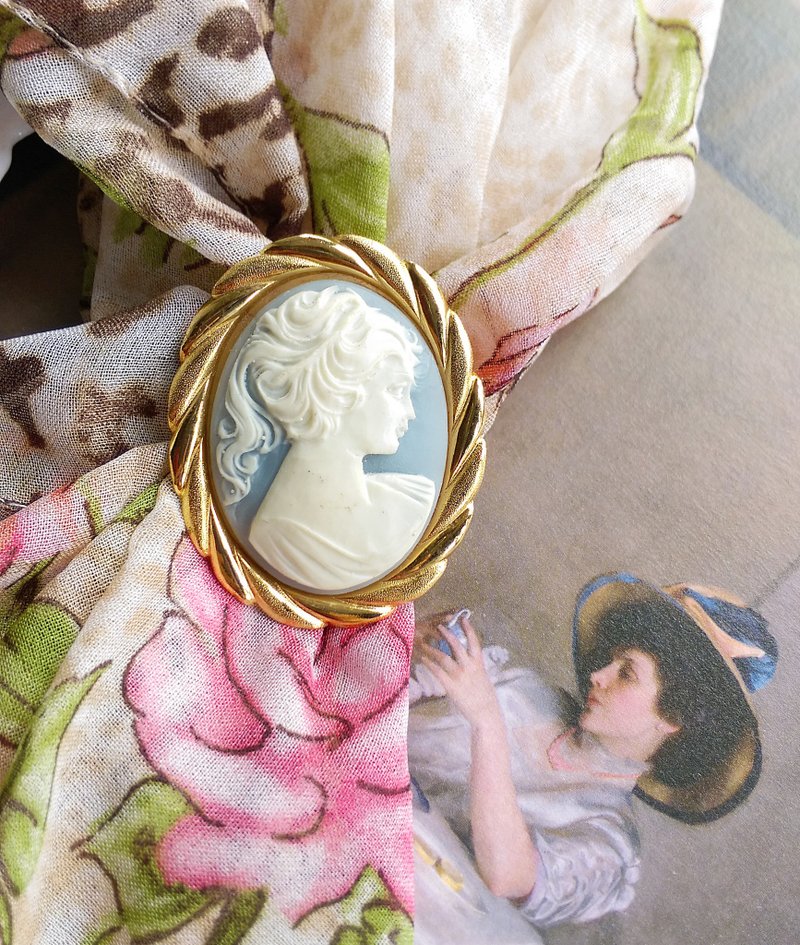 【西洋古董饰品】CAMEO 优美仕女 围巾夹 丝巾扣 丝巾夹 - 其他 - 其他金属 金色
