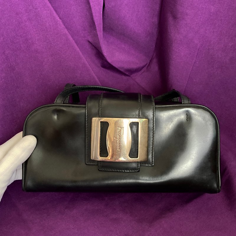 Salvatore Ferragamo 意大利制 黑真皮 迷你包 古董包 vintage - 手提包/手提袋 - 真皮 黑色