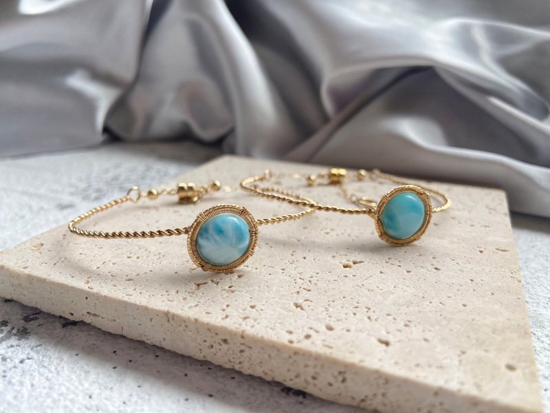 拉利玛 海纹石编织手环 美国14kgf材质手工编织 - 手链/手环 - 石头 