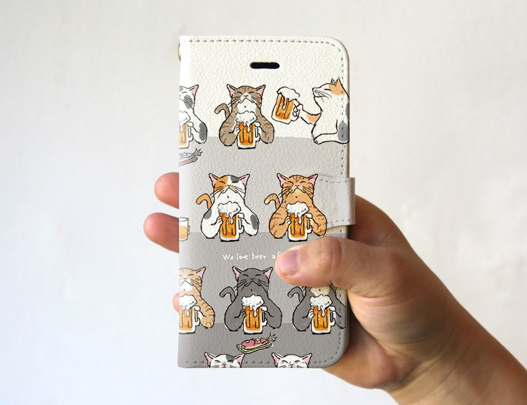 iPhone保护壳/笔记型猫啤酒白 - 手机壳/手机套 - 聚酯纤维 白色