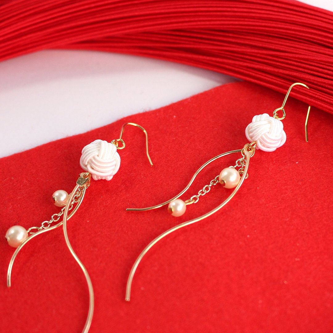 japanese style pierce earring / mizuhiki / japan / accessory / sea - 耳环/耳夹 - 丝．绢 白色
