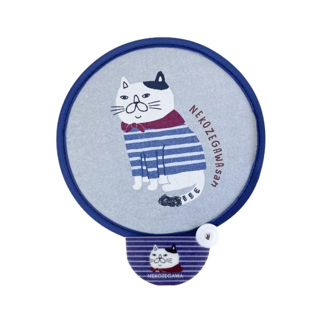 Kusuguru Japan 扭扭扇 迷你折叠圆扇 抗UV补光扇 -Neko Zegawa款 - 其他 - 聚酯纤维 蓝色