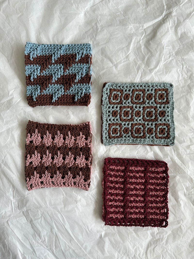 几何图形撞色小垫子 纯棉可水洗 双面提花 杯垫 隔热垫 装饰垫 - 杯垫 - 棉．麻 多色