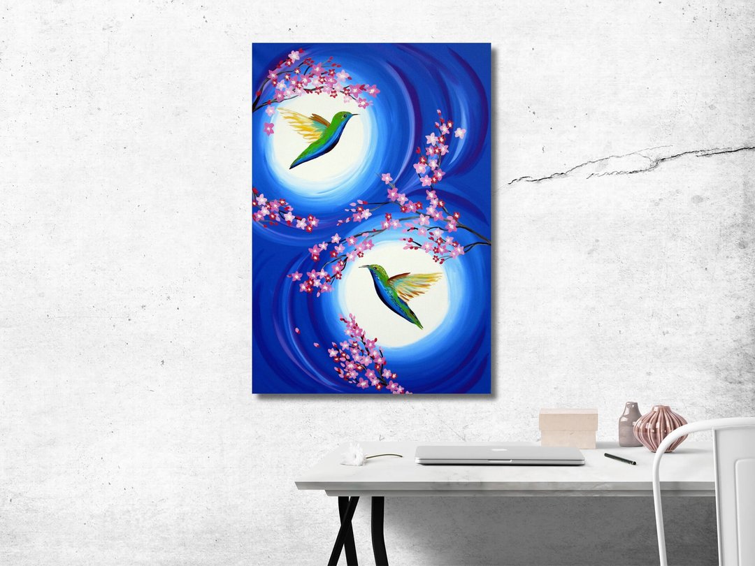 Hummingbird Wall Art, Orignal Painting, Animals Painting, Bird Wall Decor - 墙贴/壁贴 - 压克力 多色