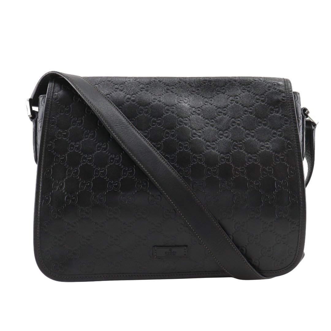 【日本直送】GUCCI 古驰 Messenger 斜肩包 GG 145844 压纹皮革 黑色 男款【二手】 - 侧背包/斜挎包 - 真皮 黑色