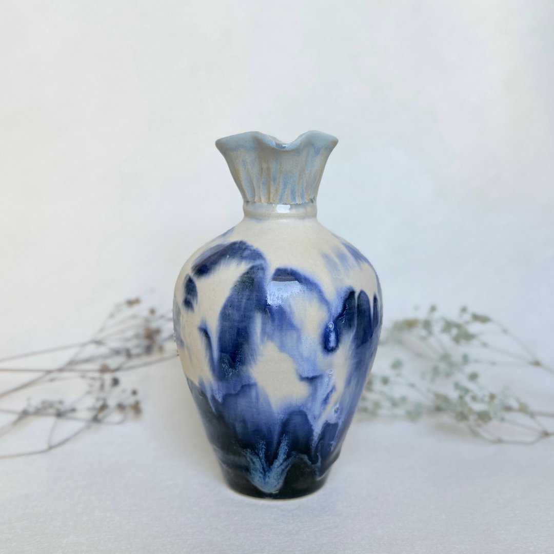 望川。手工陶瓷花瓶 花器 花道道具 陶艺 新年礼物 - 花瓶/陶器 - 瓷 蓝色