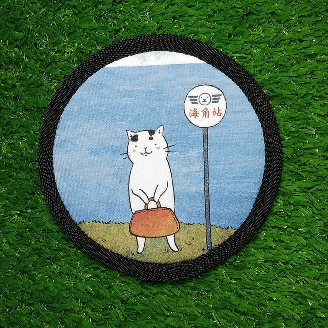 3猫小铺-潜水布超吸水杯垫-旅行(插画家-猫小姐) - 杯垫 - 其他人造纤维 