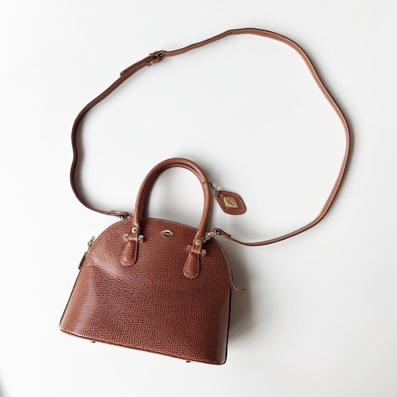 老骨头 i santi焦糖色压纹牛皮二用贝壳包X26 vintage - 侧背包/斜挎包 - 真皮 