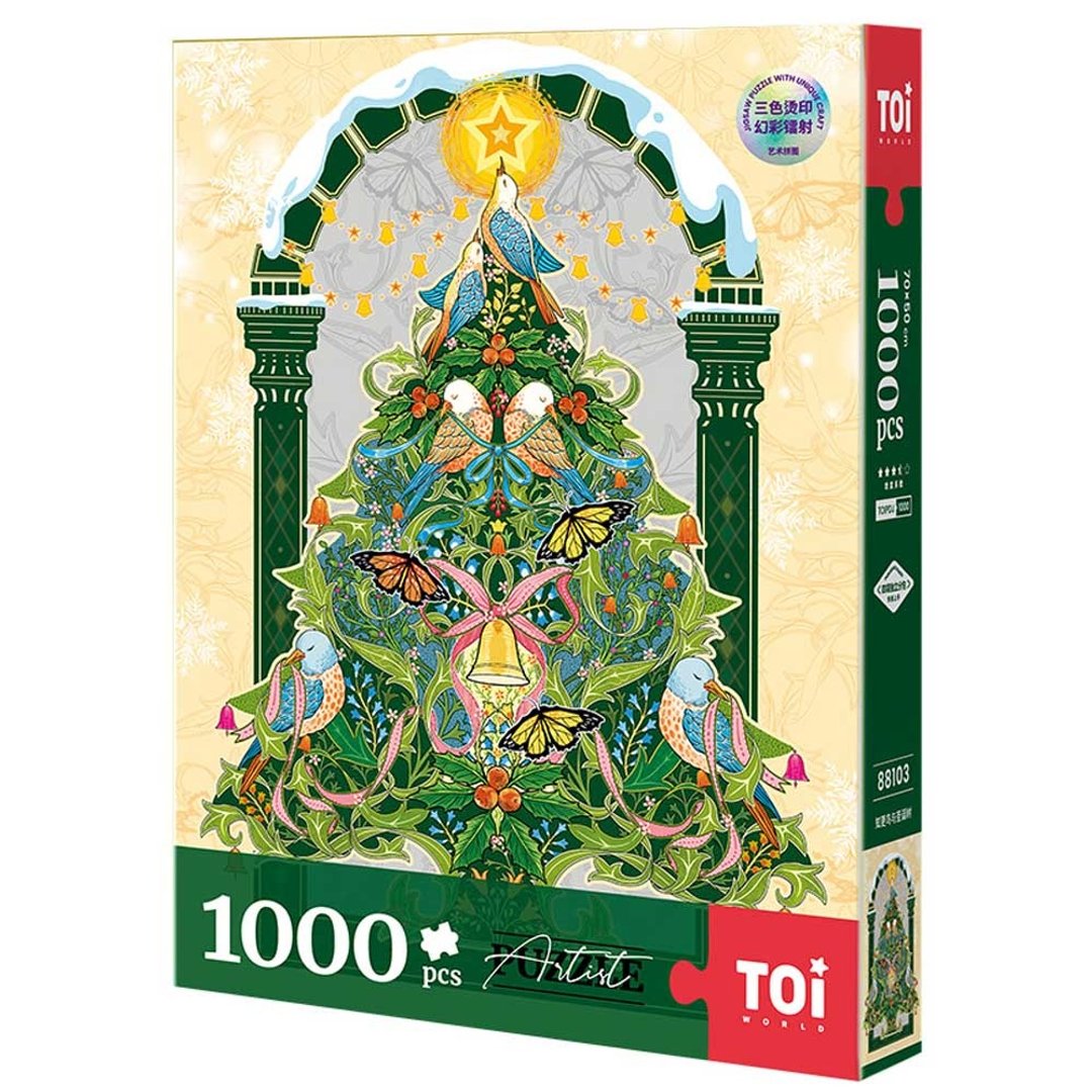 TOi图益 知更鸟与圣诞树 1000片拼图 幻彩雷射 圣诞节交换礼物 - 拼图 - 纸 多色