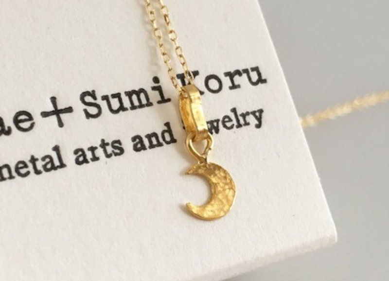 Small Pure Gold Crescent Pendant Top ◇ K24 Pure Gold Crescent Pendant Top - 项链 - 其他金属 