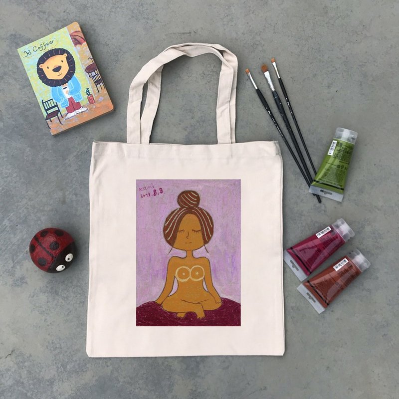 纯棉直式帆布包 | 做瑜珈的女人 | K艺术家 - 手提包/手提袋 - 棉．麻 