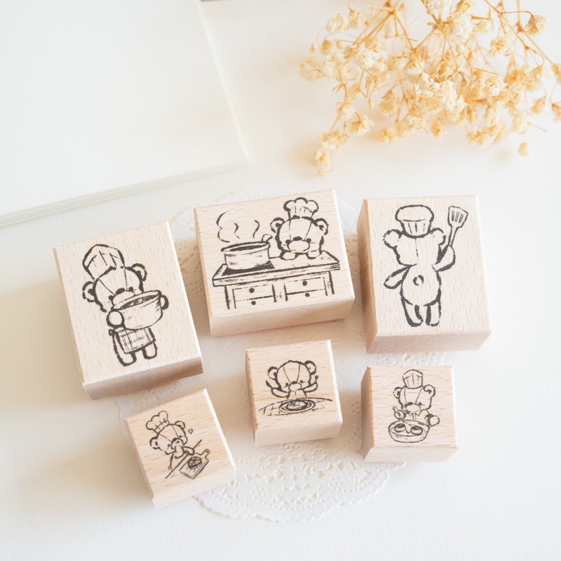 橡皮章 / 印章 - 料理泰迪熊 - 印章/印台 - 橡胶 咖啡色