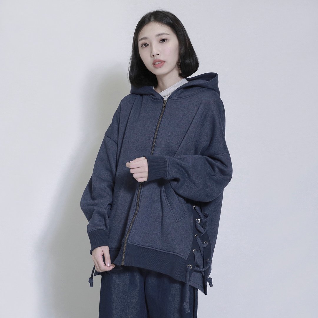 Circulation 环流绑带连帽外套_7AF306_丈青 - 女装休闲/机能外套 - 棉 蓝色