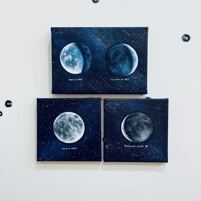 订制专属你/妳 生日月亮图   特别的礼物  生日礼物 赠送小画架 - 海报/装饰画/版画 - 棉．麻 
