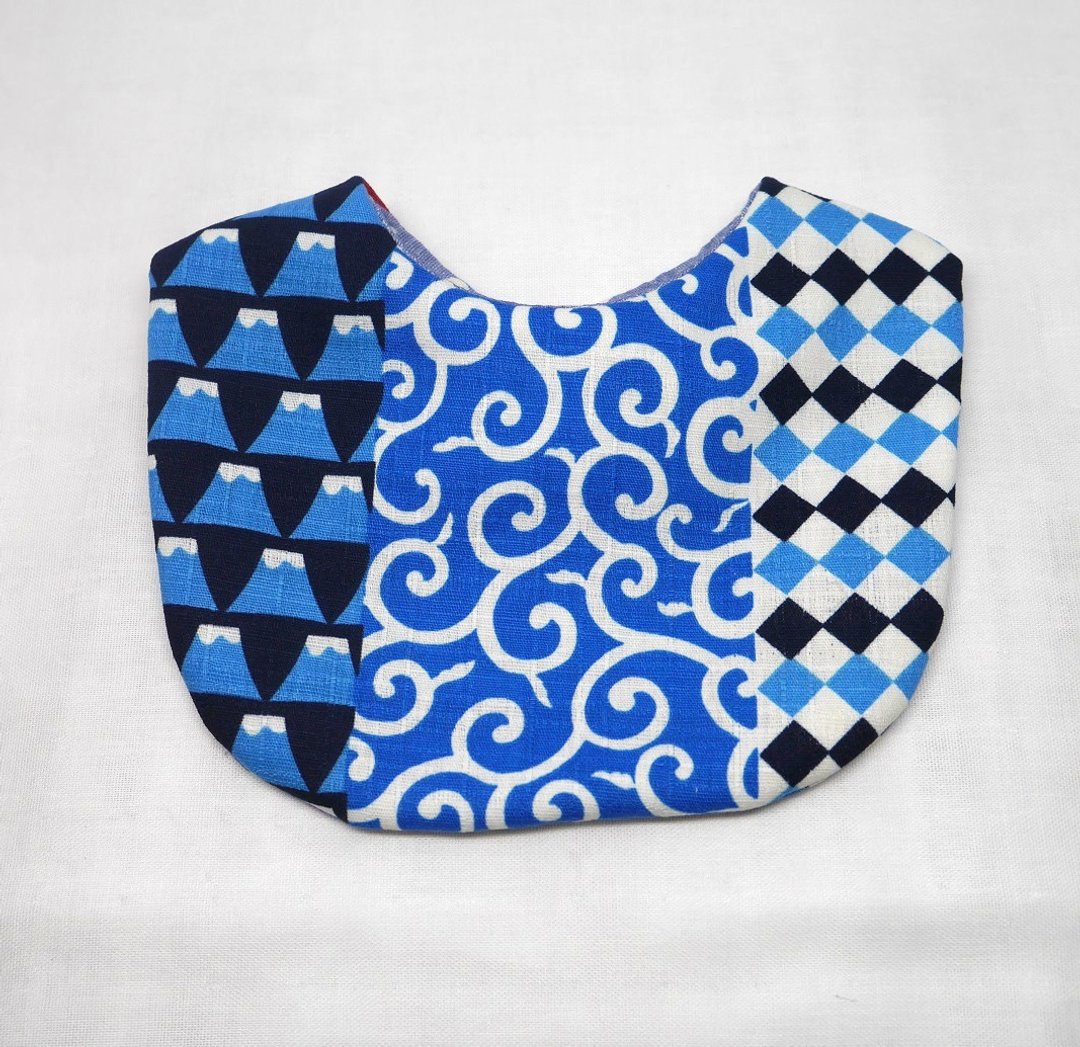 Japanese Handmade Baby Bib / Combination - 2 Blue - 围嘴/口水巾 - 棉 蓝色