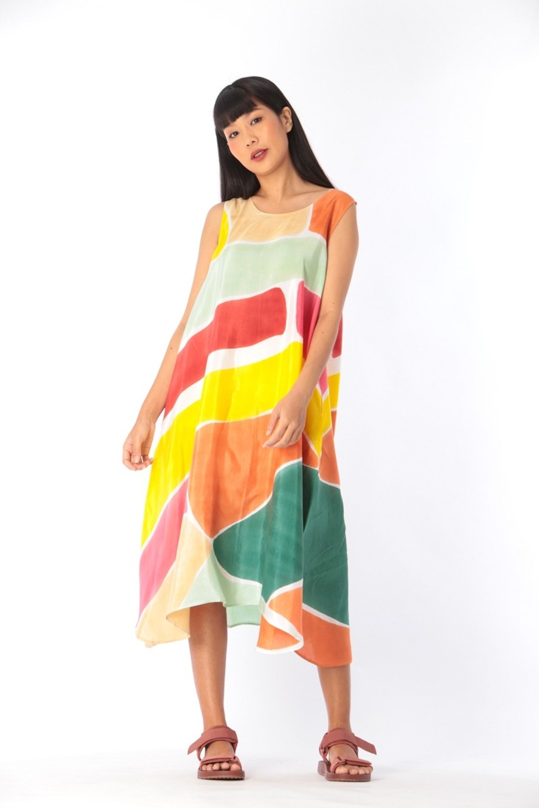 Dress Hand Paint Soft Cotton for Yoga Vacation Holidays Summ - 洋装/连衣裙 - 棉 黄色