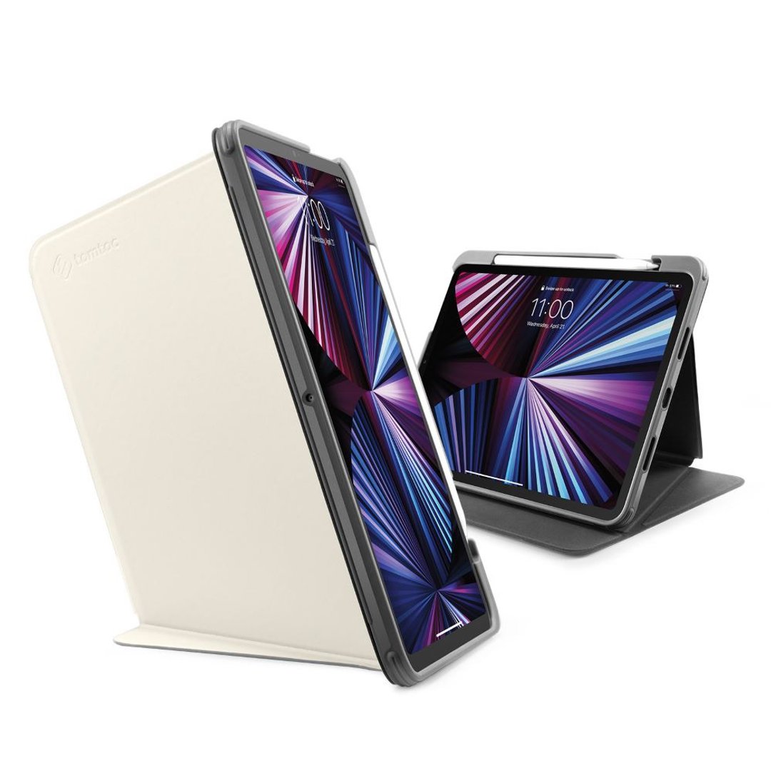 Tomtoc 多角度折叠平板保护套,白,适用10.9寸  iPad Air 4 / 5 - 平板/电脑保护壳 - 塑料 白色