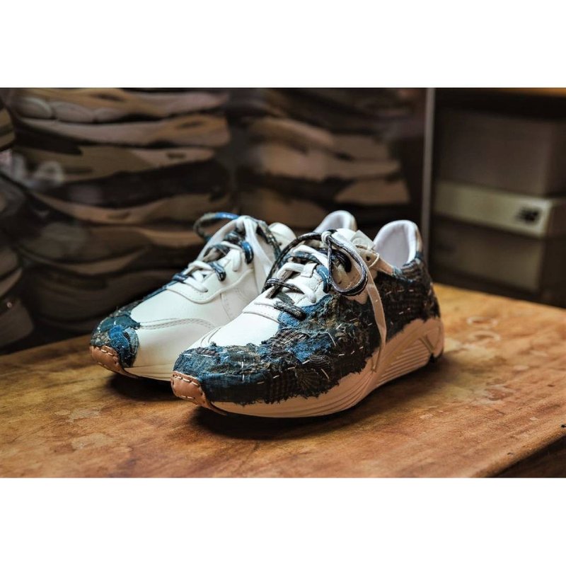 UMA M1235 Half BORO /Half Leather Sneaker - 男款休闲鞋 - 真皮 多色