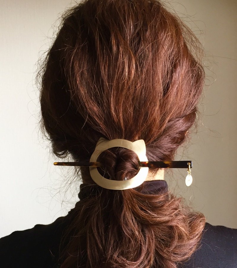 cat face barette (hairpin) Nekomageste - 发饰 - 其他金属 金色