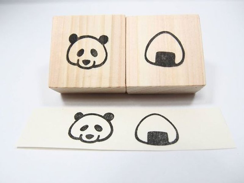 Panda onigiri 2 pieces set stamp - 印章/印台 - 橡胶 黑色