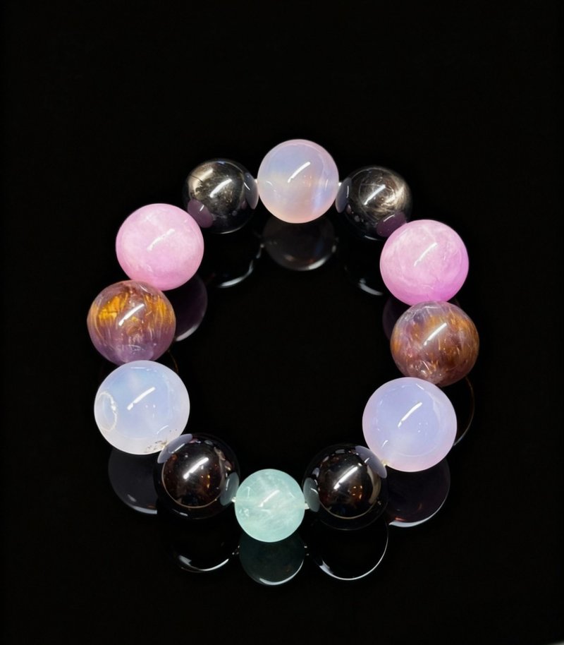 Crystal.EAA 设计款水晶手链 紫烟墨影 紫锂辉 极光23紫钛 金运石 - 手链/手环 - 水晶 多色