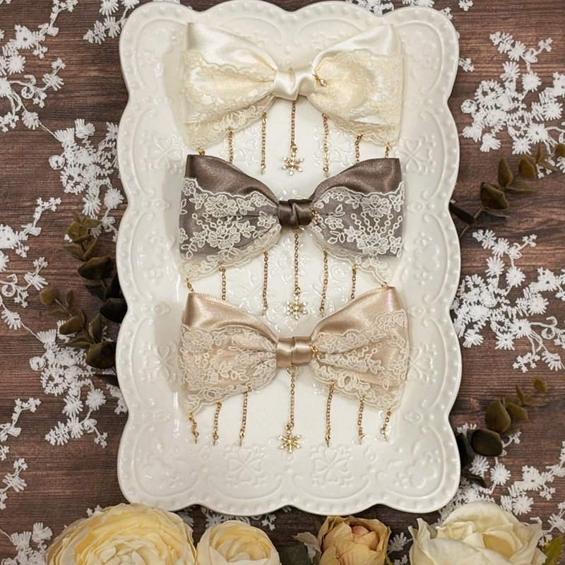 【窗外暮光】发夹 │细长夹 │手作蝴蝶结发饰 - 发饰 - 其他材质 