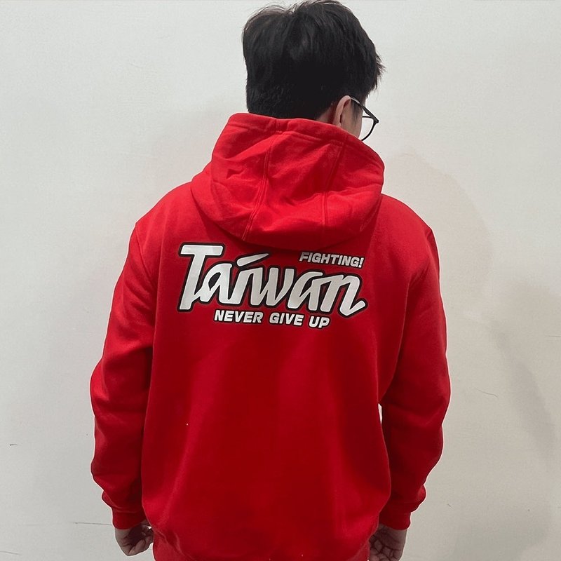 【福利品出清】台湾团队设计款帽T  台湾team taiwan - 中性连帽卫衣/T 恤 - 棉．麻 红色
