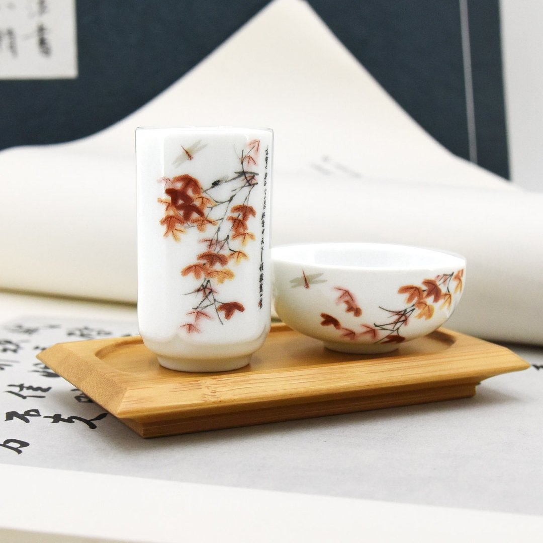 齐白石枫叶闻香杯组 - 茶具/茶杯 - 瓷 