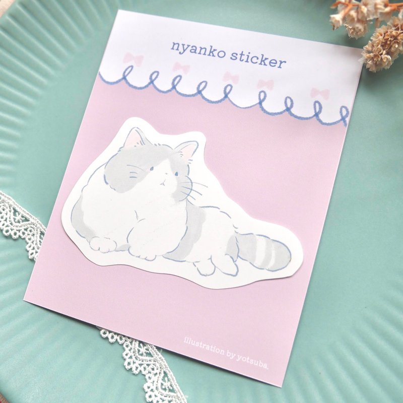 贴纸 转头猫咪 - 贴纸 - 纸 白色