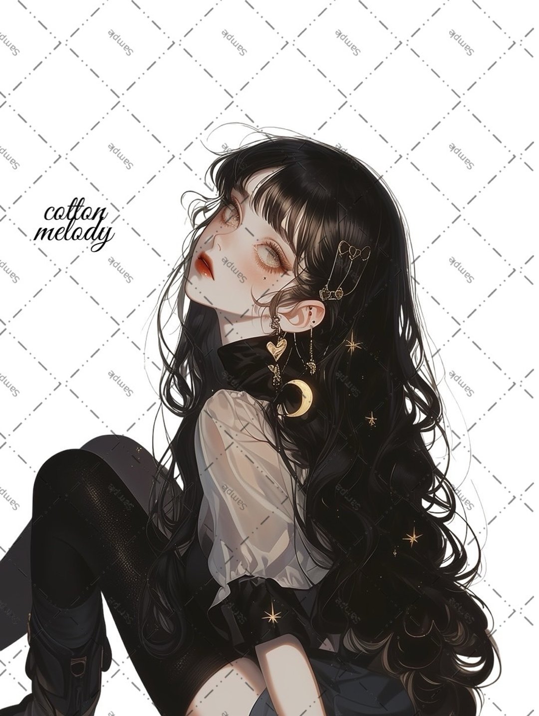 original sticker no.1692 人物贴纸 原创贴纸 人像贴纸 女孩贴纸 原创人物贴纸 - 贴纸 - 纸 