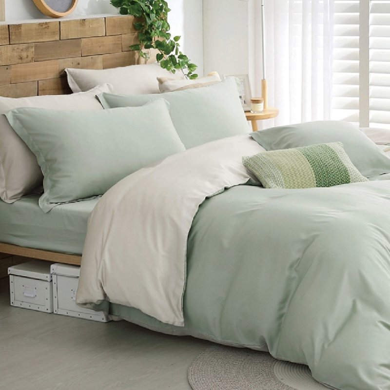 TL2000果绿X奶油黄/300织天丝莱赛尔床包枕套/床包被套组/ 台湾 - 寝具 - 环保材料 