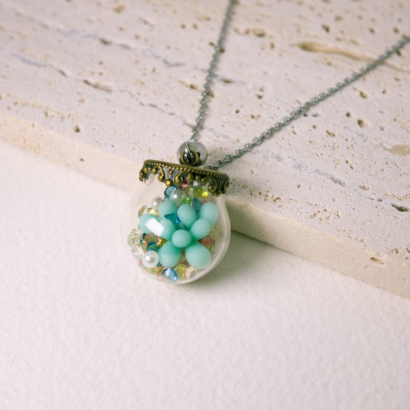 晃晃闪闪多肉项链 月美人 黏土 花朵 甜美 个性 - 项链 - 粘土 蓝色