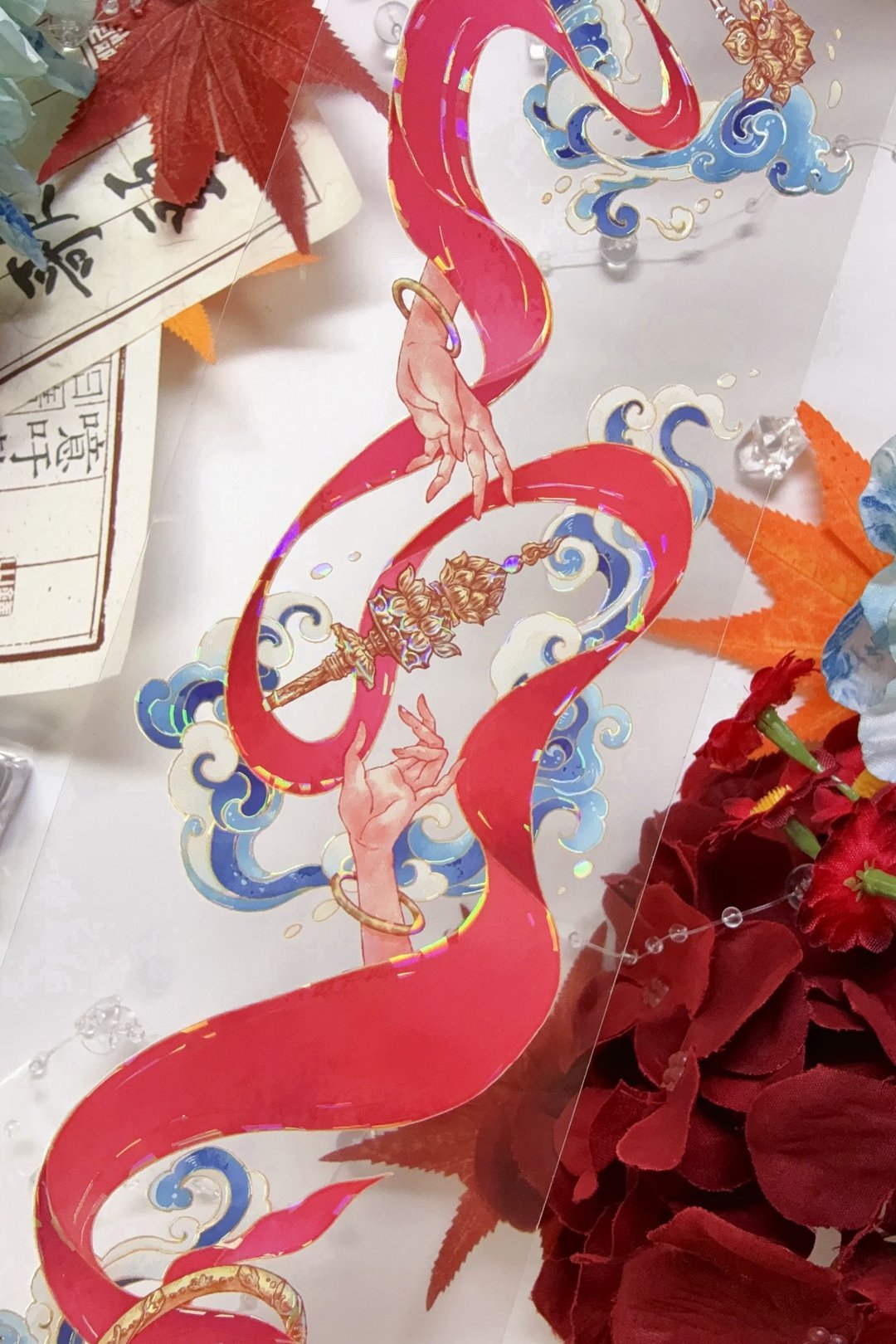 涅槃-闹海 PET 紙膠帶 貝殼光 10米卷 - 纸胶带 - 其他材质 
