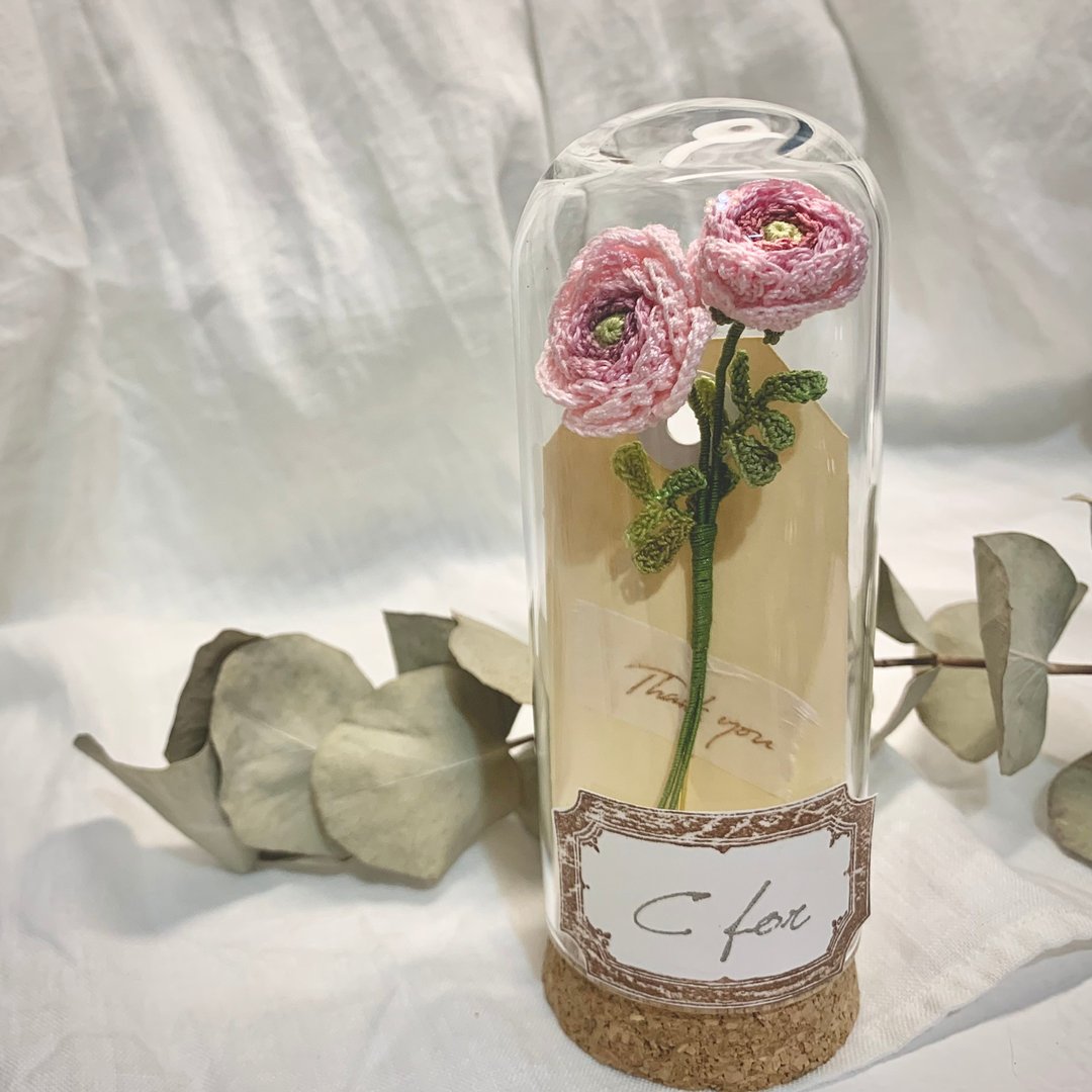 Peony 牡丹 钩织 编织 胸针 襟花 襟针 瓶中花 装饰 小摆设 - 胸针 - 棉 粉红色