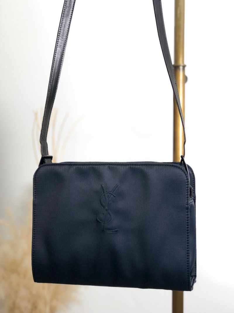 【 日本直送 名牌中古包 】Yves Saint Laurent YSL 侧背包 海军蓝 尼龙 vintage iav52t - 侧背包/斜挎包 - 真皮 蓝色