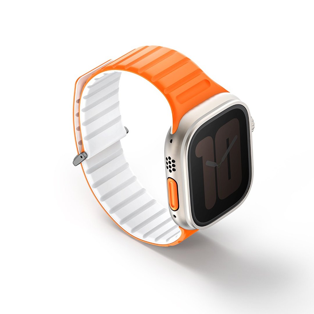 Revix EVO Apple Watch 49/45/44/42mm 双色硅胶磁吸表带-橘白 - 表带 - 硅胶 橘色
