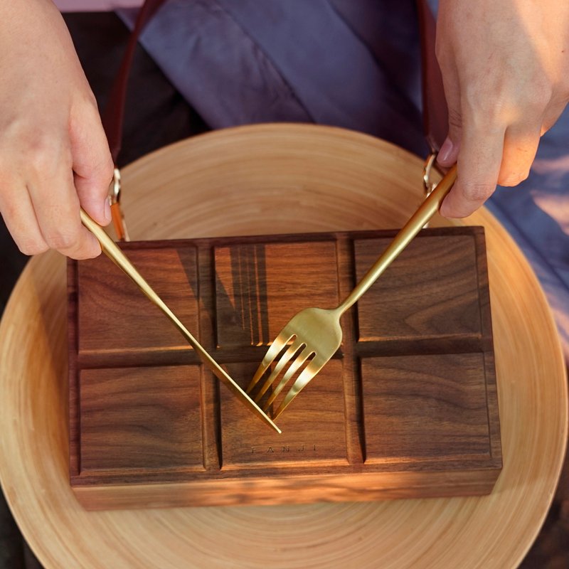 复古 黑胡桃巧克力木包 斜挎包 小方包 - 侧背包/斜挎包 - 木头 咖啡色