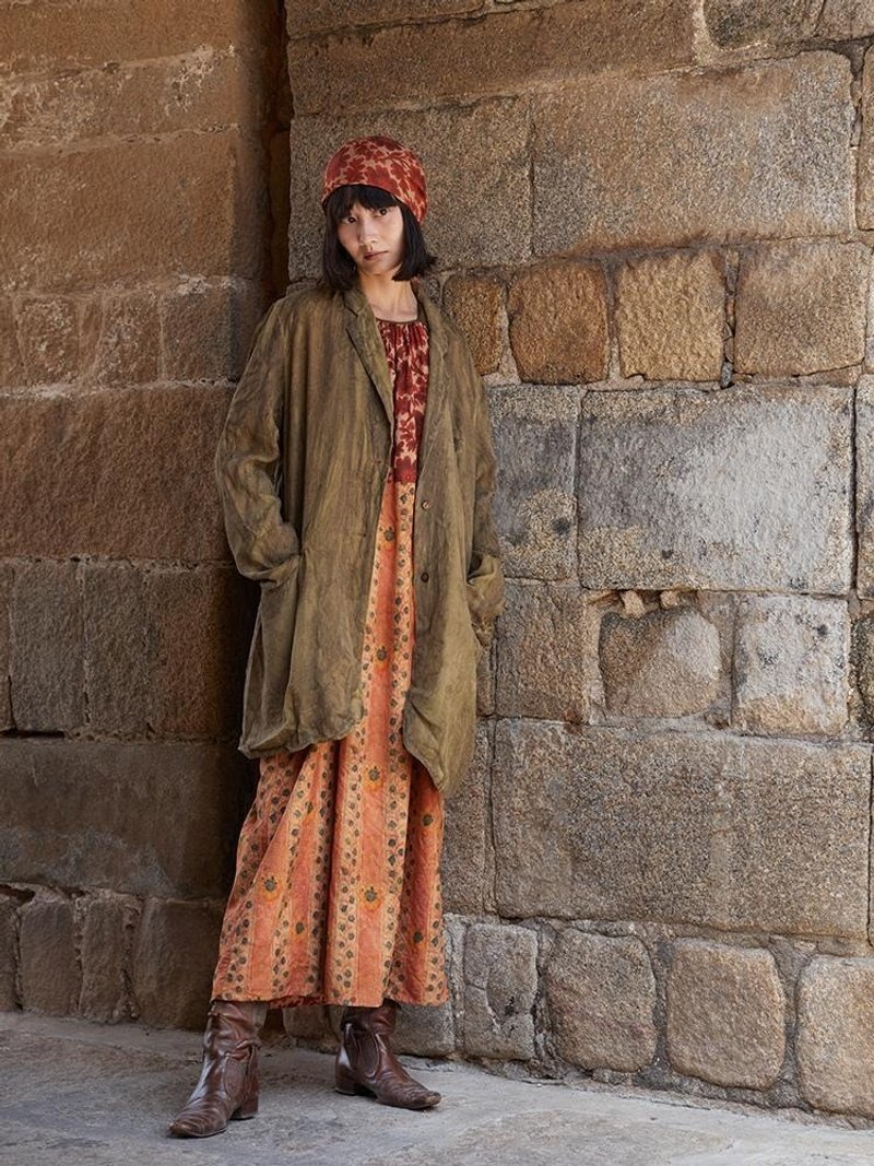 复古文青 桑蚕丝植物染上衣外套 - 女装上衣 - 其他材质 绿色