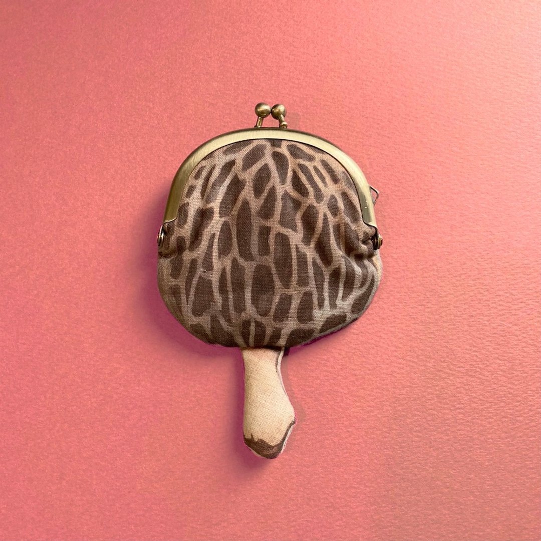 Morels / kinoko gamaguchi purse -Morchella esculenta- Purse, coin purse, pouch, coin case - 化妆包/杂物包 - 棉 咖啡色
