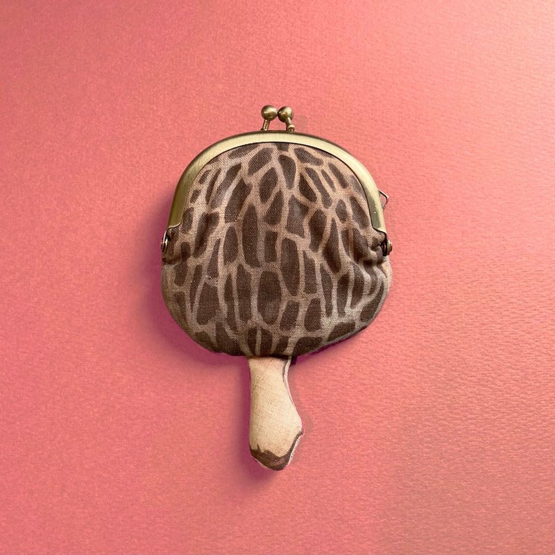 Morels / kinoko gamaguchi purse -Morchella esculenta- Purse, coin purse, pouch, coin case - 化妆包/杂物包 - 棉．麻 咖啡色