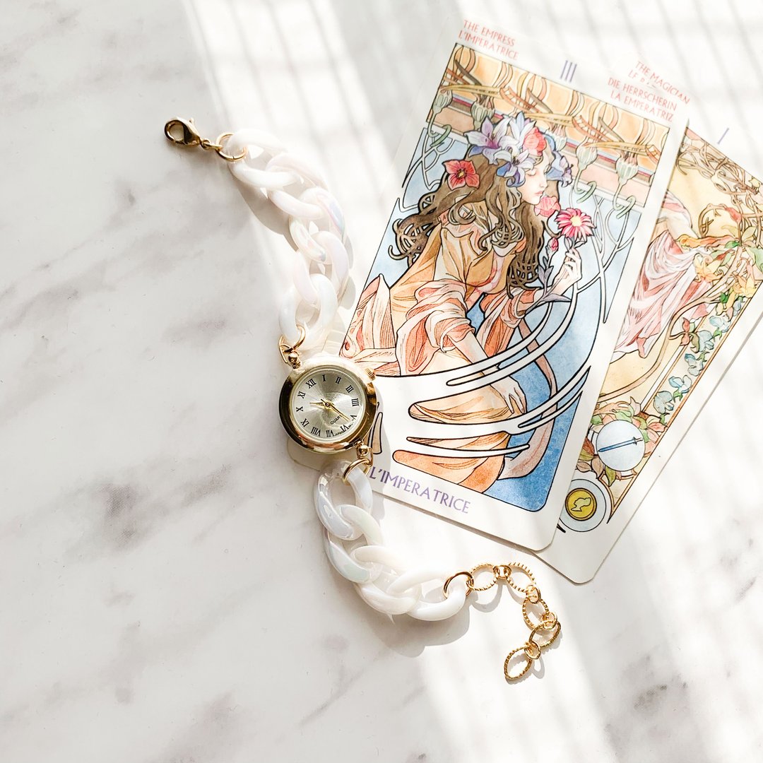 Leah Acrylic chain bracelet watch LI078 - 女表 - 压克力 白色