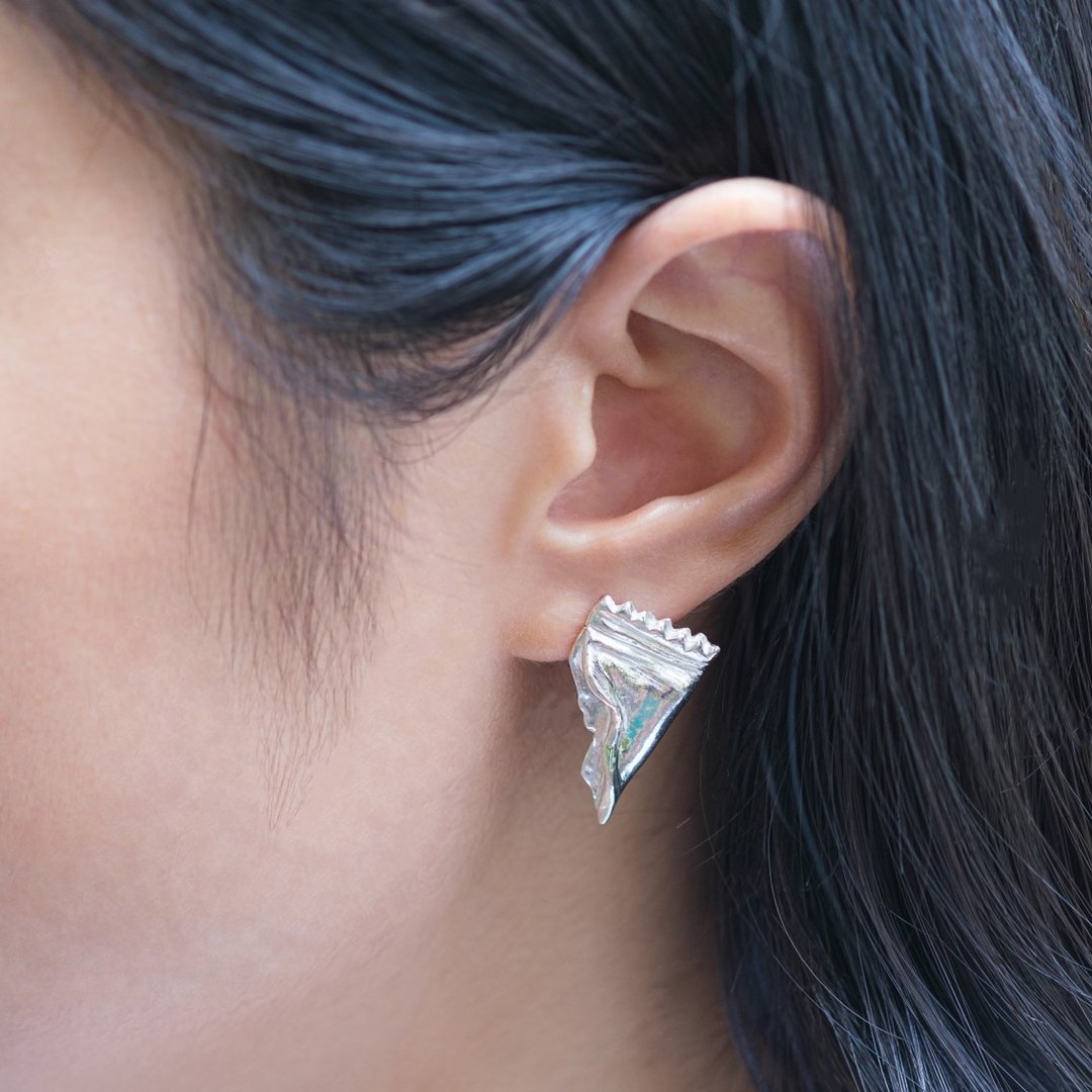 Snack Bag a second before stud earrings - 耳环/耳夹 - 银 银色