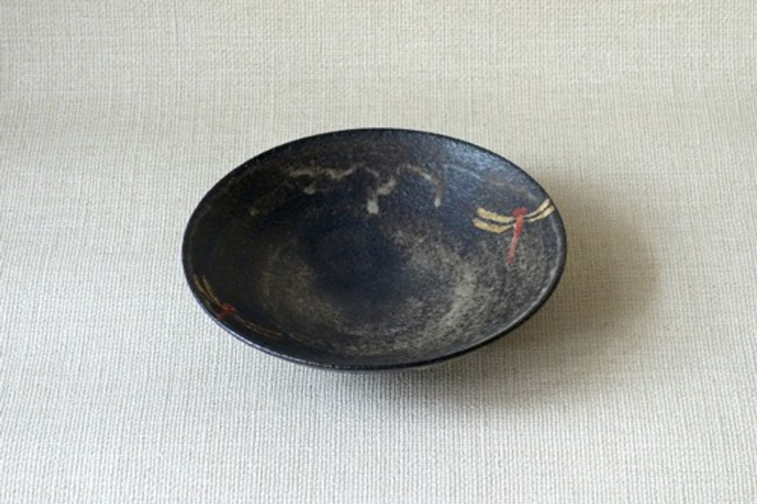 碗 金色红蜻蜓 - 盘子/餐盘/盘架 - 陶 黑色
