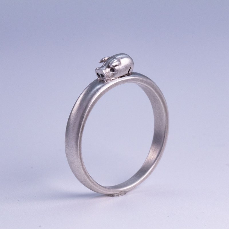 生肖饰品 - 猪 / DR-74 - 戒指 - 纯银 银色