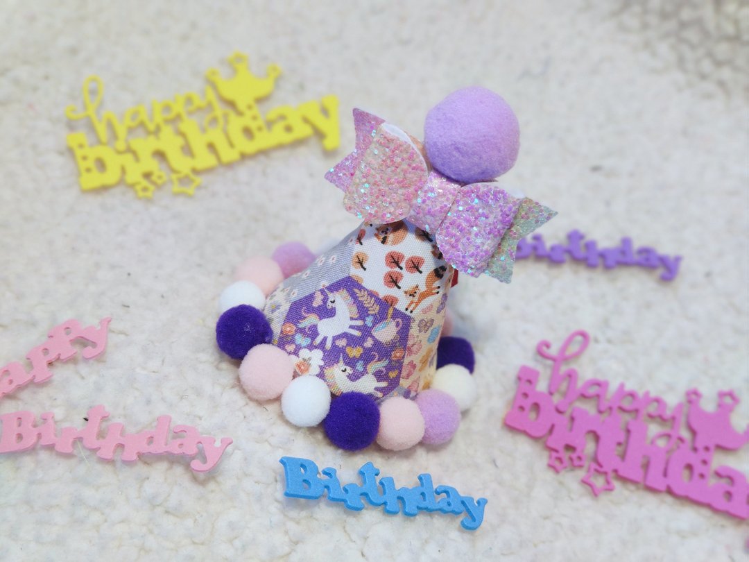 Birthday star 生日之星 宠物生日帽 - 衣/帽 - 棉 紫色