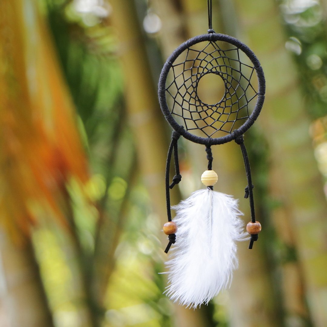 极简风格丨礼物 手工编织 Dreamcatcher 捕梦网 吊饰-沉稳黑 - 其他 - 其他材质 黑色